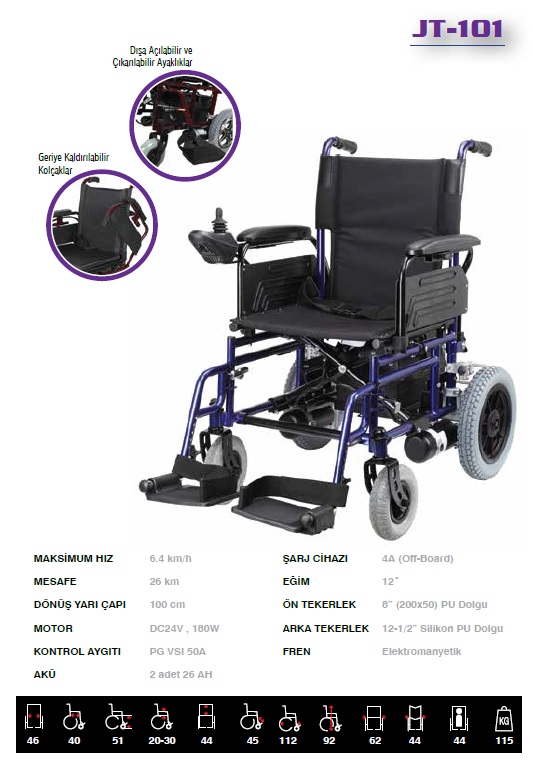 Jetty JT101 Katlanır Akülü Tekerlekli Sandalye